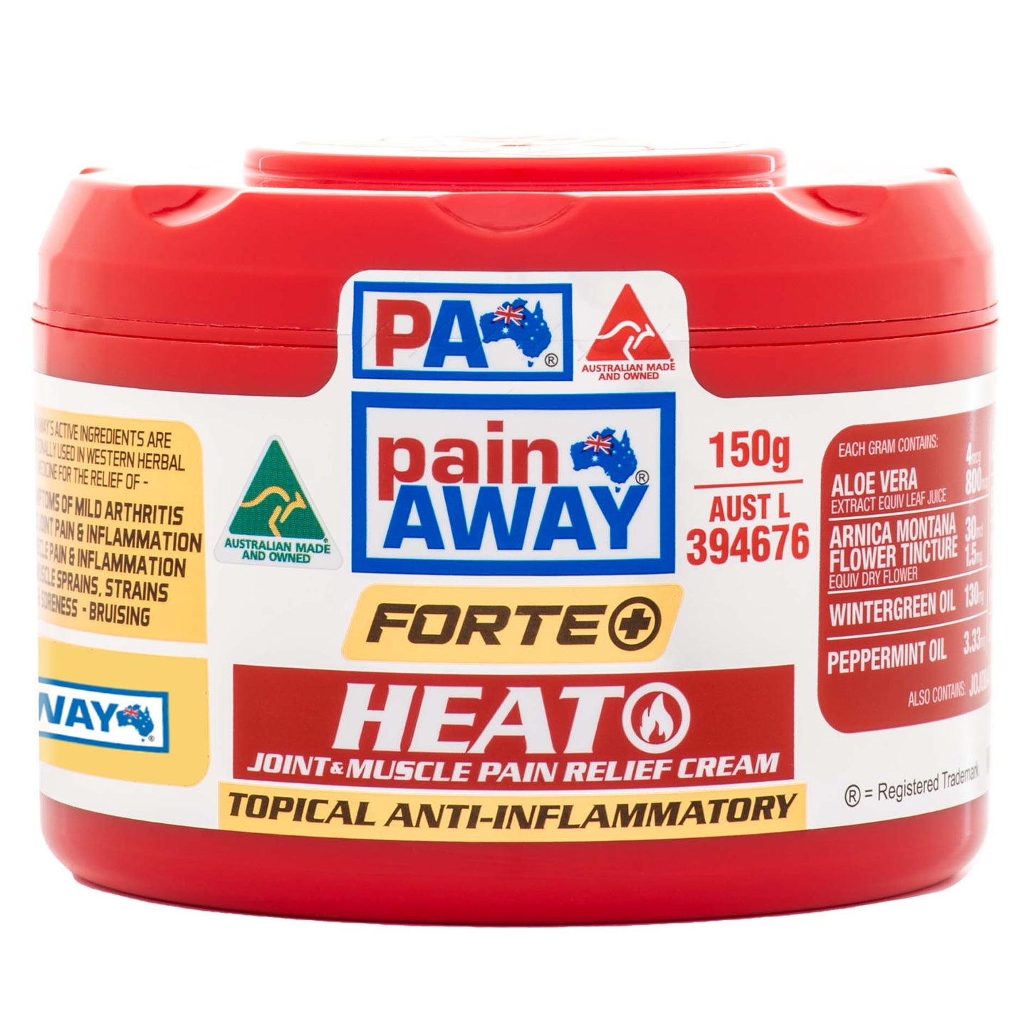 PAIN AWAY HEAT JOINT & MUSCLE PAIN RELIEF CREAM 150G TUB